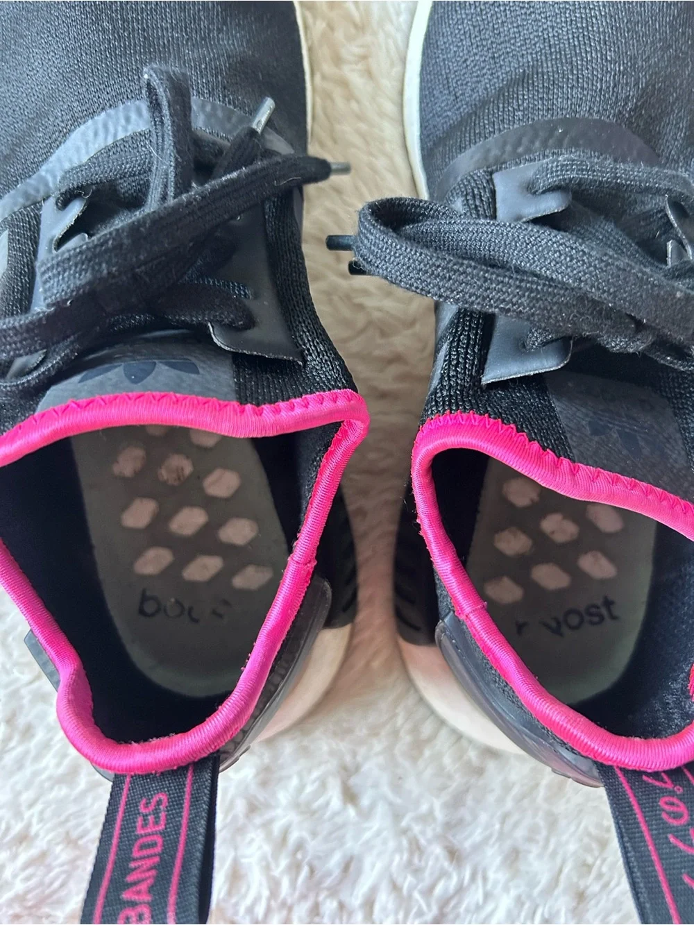 Adidas NMD R1 Core Black Shock Pink colorway DB3586  Men’s Size 7.5